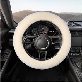 Suvnie-1312sw Suvnie Fur Wool Sheepskin Car Steering Wheel Cover 15 Inch Fluffy Anti-slip Beige