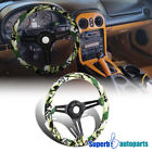 Sw-777-bk-dmc Superbautoparts Universal Green Camo Art Sport Racing Wooden Steering Wheel