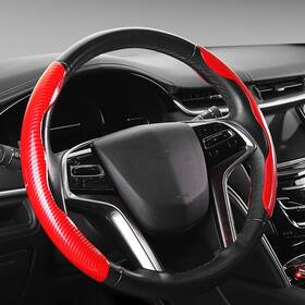 Htfa068 Tdofyh Universal Fit Steering Wheel Cover Carbon Fiber Car Red