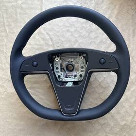 1965073-00-e Tesla 2021-2024 Model X S Plaid Style Steering Wheel Black Leather