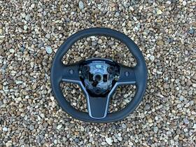 2547536apq-ac Tesla 17-23 Model 3 Y Driver Leather Steering Wheel Oem 1490214-00-b Not Tested