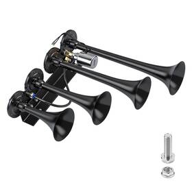 Jhth000004 Texfield 180db 4 Trumpet Train Air Horn Kit Super Loud Car Truck Boat Suv 12v/24v Black