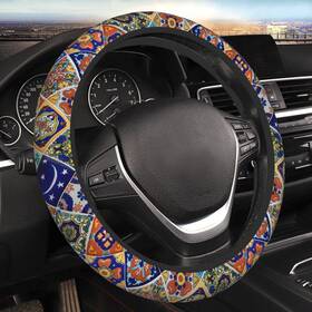 Thoewong 774602229786 Mexican Talavera Tiles Style Steering Wheel Cover Auto