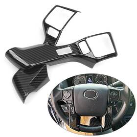 Tktkparts 612345244744 2 Carbon Fiber Black Steering Wheel Button Cover Trim For Toyota Tacoma 2016-19