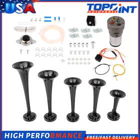Plastic130db Topoint-autoparts To108104p01 For Car Truck Train Lorry Dixie Musical 5 Trumpet Air Horn