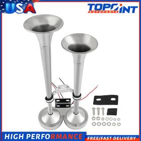 To167302p01 Topoint-autoparts Train Air Horn Trumpet Electric Dual Marine Grade 304 Stainless Steel Boat Ship