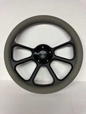 Tpx-155-bk Tuned By Matrix Billet Aliminum Steering Wheel Black Grey Wrap 3 Spoke