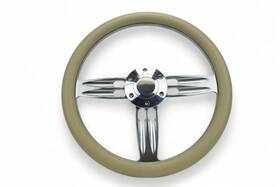 Tpx-183 Tuned By Matrix Tan Half Wrap 14 Inch Billet Steering Wheel Polish Aliminum With Horn Button