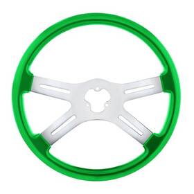 88014 United Pacific Steering Wheel 18 Inch Green 4 Spoke Steel Chrome