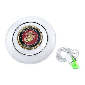 88196 United Pacific Horn Button Chrome Aluminum With Us Marine Corps Metal