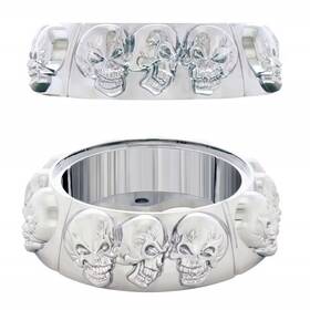 88216 United Pacific Chrome Skull Steering Wheel Horn Button Bezel Material Plated Aluminum