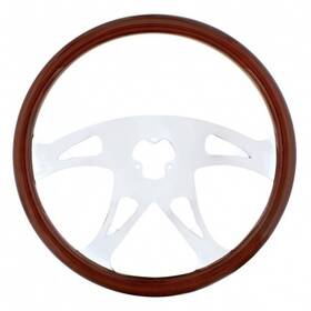 88218 United Pacific Steering Wheel Wood Rim With Chrome Spokes Inch Boss