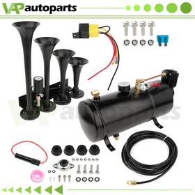 Vap10812001s Vap-autoparts 4 Trumpets Air Compressor Tank Horn Full System Kit 0.8gal 150psi Pressure Gauge