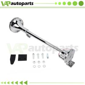 Vap10812201s Vap-autoparts Chrome 135 Db Single Trumpet Train Semi Boat Air Horn Kit 27 Inch Long With Cone Cover