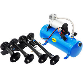 Lbpj6lftjd4h00001 Vevor Air Horn Truck Train Horns Kit 12 Volt With 6l Compressor 4 Trumpet 150db