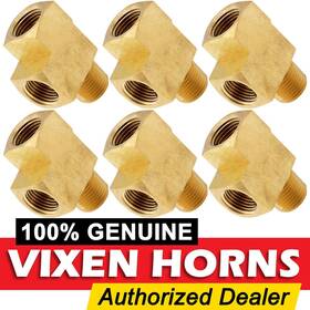 Vxa7612-6 Vixen Horns Inch Npt Male To Two Female Tee/t Brass Fitting F/pipe/air Tank 6pk