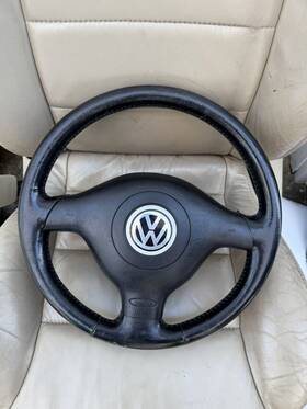 1j0419091ae Volkswagen Vw Mk4 Jetta Golf Beetle 1.8t Tdi 3 Spoke Leather Steering Wheel Oem