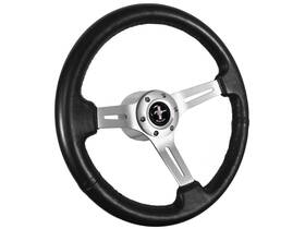 St3014b-9s-2bru Vsw 1965-1967 Mustang 14 Inch Black Leather Steering Wheel Kit Pony Emblem