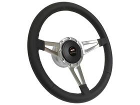 St3059-5-40 Vsw 1955-1957 Chevy Bel Air Black Leather Steering Wheel Kit 9 Bolt Billet Slotted