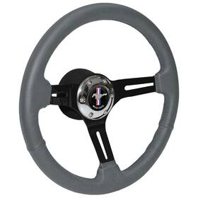 St3060g Vsw Steering Wheel Kit 14 Inch Gray Leather Chrome Tri-bar Button Mustang 1984-1989