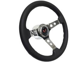 Vsw St3095-8b-21chr Pontiac Firebird Trans Am 14 Inch Black Leather Steering Wheel Kit Gm 6-bolt