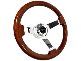 St3111-10s-50chr Vsw 1968-73 Mercury Cougar 14 Inch Mahogany Wood Chrome Steering Wheel Kit Solid Spoke