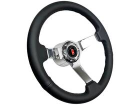 St3112-8s-12chr Vsw 14 Inch Black Leather Chrome Steering Wheel Kit For 1981-94 Oldsmobile Cutlass