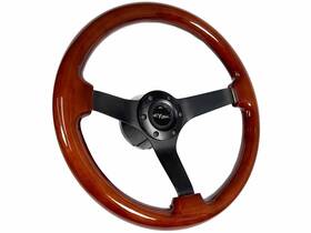 St3127-8b-32blk Vsw 1969-89 Chevy Nova 6 Bolt 14 Inch Mahogany Wood Steering Wheel Kit Silver Cap