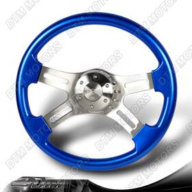 3-sw-8948-sl-bl W-power 16-inch Blue Wood Grip 5-hole Billet 4-spoke 2 Inch Deep Dish Steering Wheel