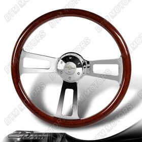 3-sw-8965-ch-wd W-power 17-inch Dark Wood Grip 5-hole Chrome Spoke 2.5 Inch Deep Dish Steering Wheel
