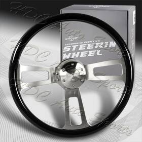 3-sw-8965-sl-bk W-power 432mm Black Wood Grip 5-hole Billet Spoke 17-inch Steering Wheel With Horn