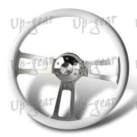 3-sw-8965-sl-wh W-power White Wood Grip 432mm 17 Inch Billet Spoke 5-hole Steering Wheel With Horn