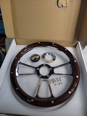 3-sw-8977-wd-ch W-power 15-inch 380mm Brown Wood Grain Chrome Spoke 3 Inch Deep Dish Steering Wheel