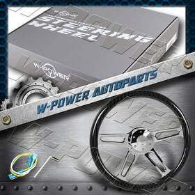 3-sw-8985-ch-cf W-power Carbon Painted Grip 457mm 5-hole Chrome 4-spoke 18 Inch Steering Wheel Horn