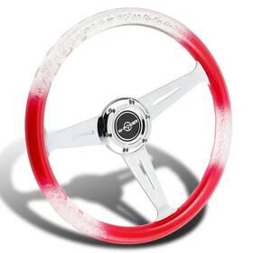 3-sw-980-rd W-power 350mm Red/clear Diamond Crystal Bubble 3-spoke Racing Steering Wheel