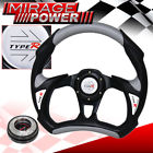 Wheelcombo-7692-953-k4 Steering Wheel Pvc Leather Silver Black Slim Quick Release Type