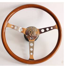 12342gs Wood Steering Wheel Chrome Fits For Vw T3 Transporter Vanagon Caravelle 80-93ft