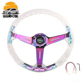Gg-029stw-neo-usea Wutong Neo Chrome Transparent Colorless Acrylic 350mm/14 Inch Racing Sports Steering Wheel