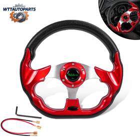 Stw031031-red Wutong Universal 12.5 Inch 320mm Red D-shape Racing Steering Flat Dish Horn Button 6 Bolts