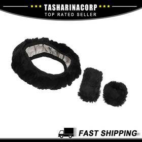 X Autohaux 786527693764 Universal Piece Of 1 Steering Wheel Cover 15 Inch Handbrake Gear Shift Black