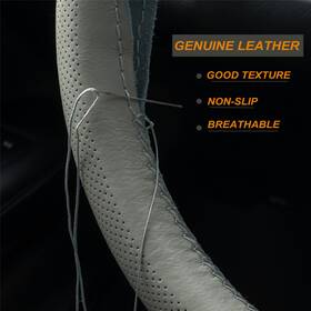 108t1472-gyebus Xukey 15 Ftft Genuine Leather Diy Grey Car Steering Wheel Cover Breathable Anti-slip New