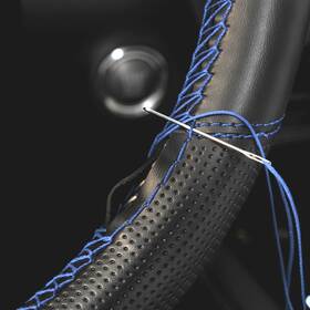 1t106388-blebus Xukey Blue 15 Inch Diy Leather Car Steering Wheel Cover Needle Thread Universal Anti-slip