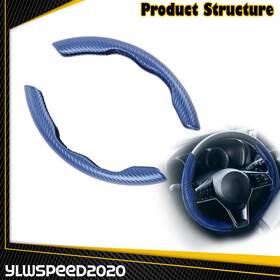 V-02itd0082abl Ylwspeed20 2x Blue Universal 15 Inch Carbon Fiber Car Steering Wheel Cover Anti-slip Accessorie