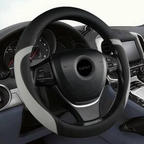 20252 Ysfkj Leather Car Steering Wheel Cover Universal 15 Inch With Non-slip Rubber Gray