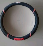Kansas City Chiefs Steering Wheel Cover Fanmats Black Red Universal Fit. Fixed Price $28.00.
