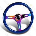 350MM Blue Wood Grain Neo Chrome Spoke NRG-ST-015MC-BL Racing Steering Wheel. Fixed Price $160.00.