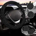 Black Leopard Print Cheetah Elastic Steering Wheel Cover, Universal Auto. Fixed Price $15.74.