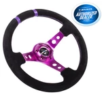 Nrg Deep Dish Steering Wheel 350MM Black Suede With Purple Spoke Limited Edition. Fixed Price $1130.00.