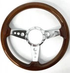 14" Polished 3-SPOKE Drilled Steering Wheel W/ Real Walnut Wood Grip 9 Hole. Fixed Price $214.99.