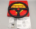 Momo Montecarlo 350MM 14' Genuine Leather Thickened Spoke Black Steering Wheel. Fixed Price $60.00.